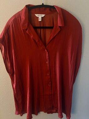 Nine West Burnt Orange Button-Down Blouse